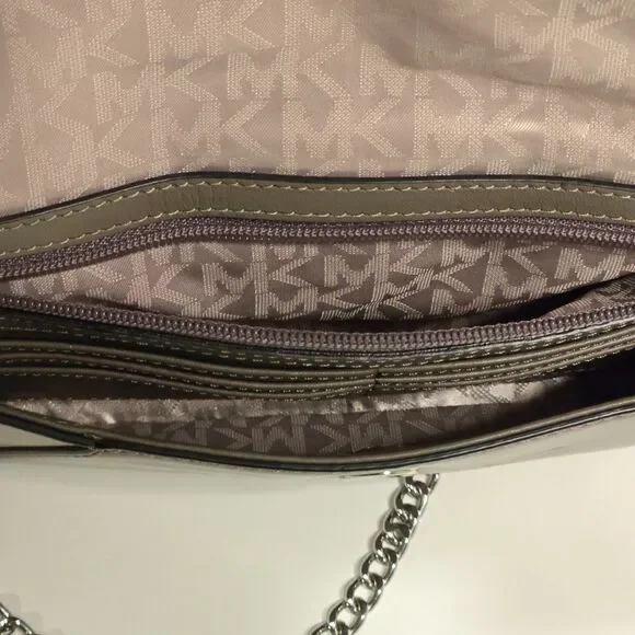 Michael Kors Lana Color Block Leather Envelope Clutch Bag 2015 Black/Grey/Taupe - Picture 11 of 12